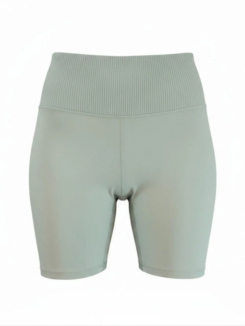 Vuori Inversion Rib High Waist Bike Shorts Sage Green XS Athletic Biker Shorts - Picture 3 of 9